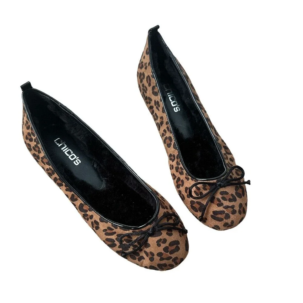 Chico’s Leopard Print Slip On Ballet Flat Shoes Size 7